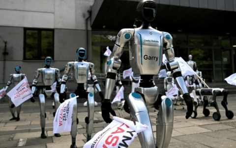 30 robot xuống đường ở Ba Lan, cảnh báo nguy cơ AI thay thế việc làm