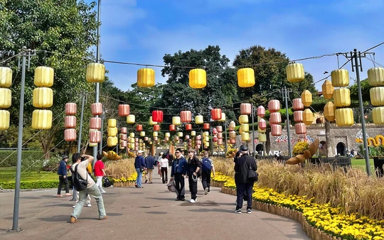 Người dân và du khách hòa mình vào không gian Tết Bính Ngọ