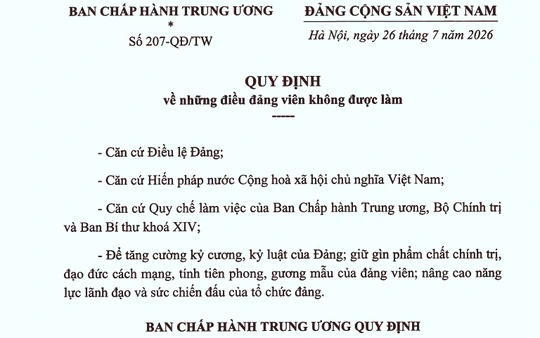 Toàn văn Quy định 207-QĐ/TW những điều đảng viên không được làm